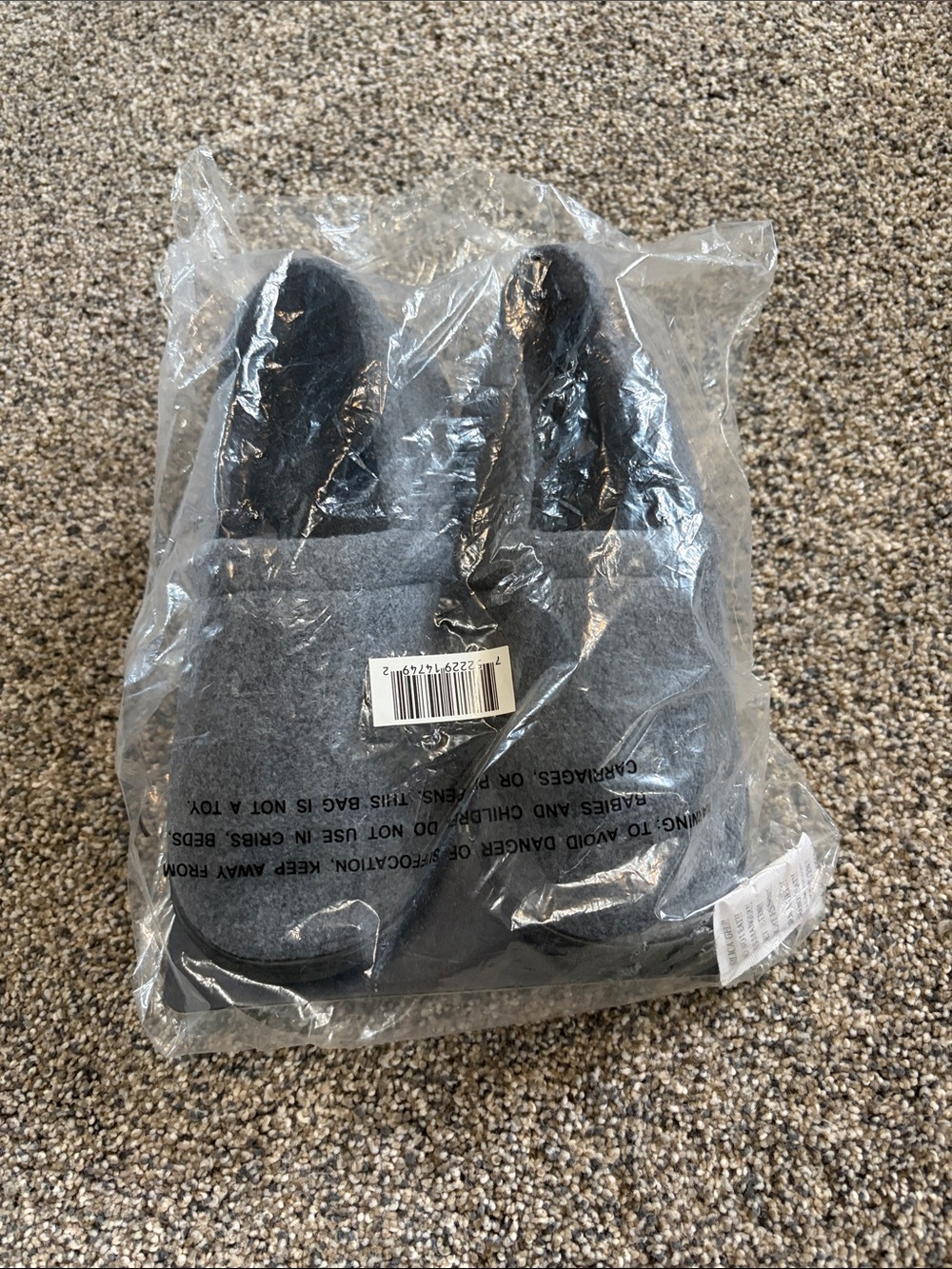 Little Boys Slip-On Gray Felt Slippers - Cozy Indoor Shoes Size 2